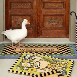 MacKenzie-Childs Welcome Periwinkle Double Door Entrance Mat< Rugs