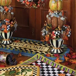MacKenzie-Childs Welcome Periwinkle Double Door Entrance Mat< Rugs