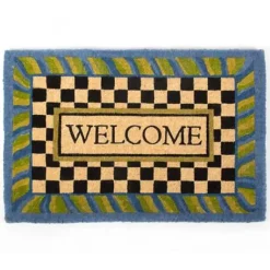 MacKenzie-Childs Welcome Periwinkle Entrance Mat< Rugs