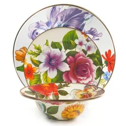 MacKenzie-Childs White Flower Market 3 Piece Place Setting< Kitchen & Dining Sets|Dinnerware & Flatware