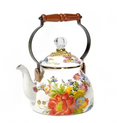 MacKenzie-Childs White Flower Market 2 Quart Tea Kettle< The Coffee Shop|Tea Kettles