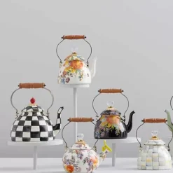MacKenzie-Childs White Flower Market 2 Quart Tea Kettle< The Coffee Shop|Tea Kettles
