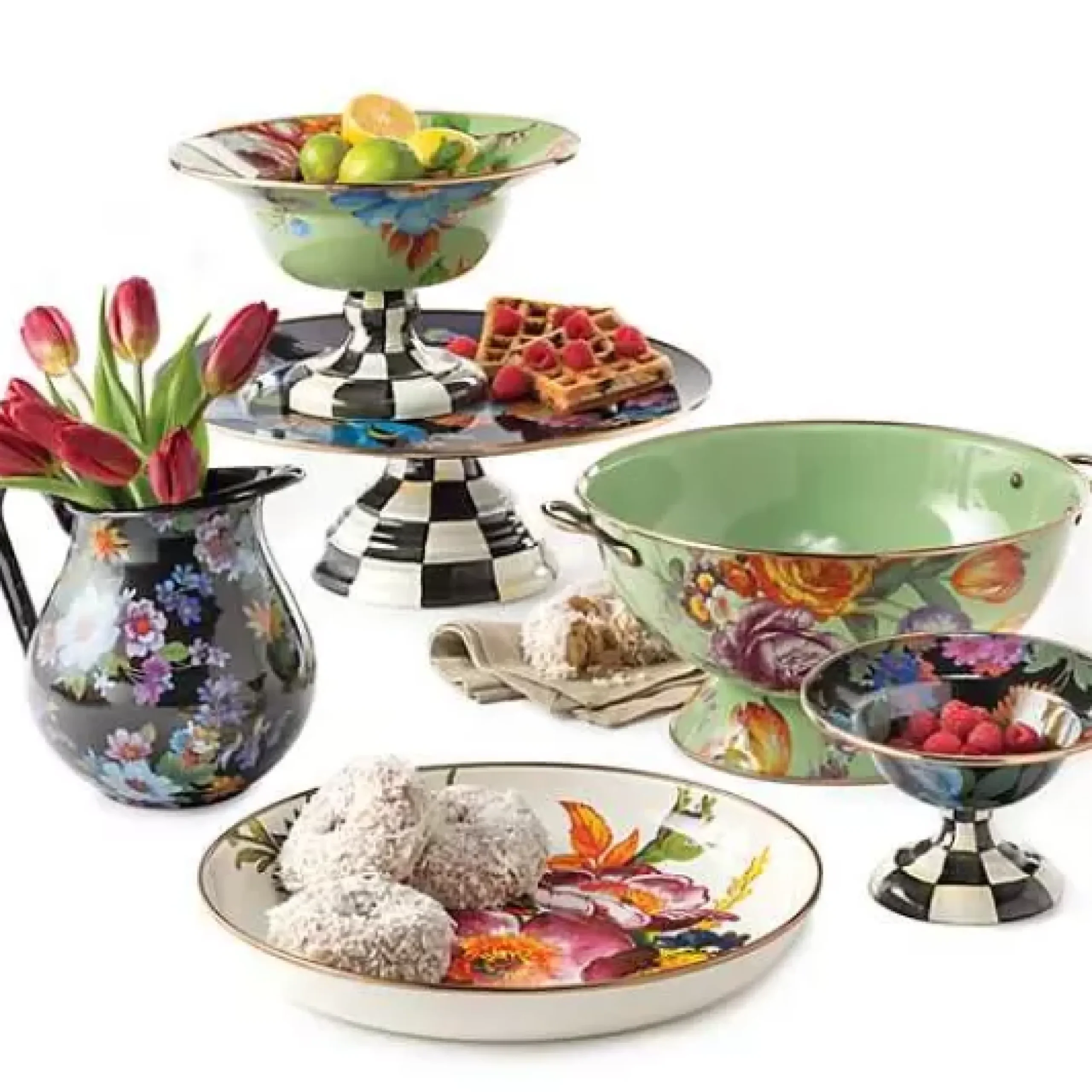 MacKenzie-Childs White Flower Market Abundant Bowl< Serveware