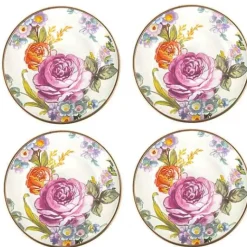 MacKenzie-Childs White Flower Market Appetizer Plates, Set of 4< Bar Entertaining|Serveware