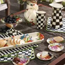 MacKenzie-Childs White Flower Market Appetizer Plates, Set of 4< Bar Entertaining|Serveware