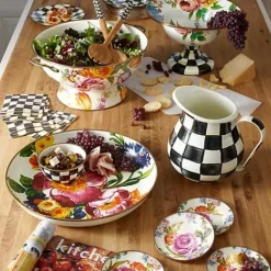MacKenzie-Childs White Flower Market Appetizer Plates, Set of 4< Bar Entertaining|Serveware