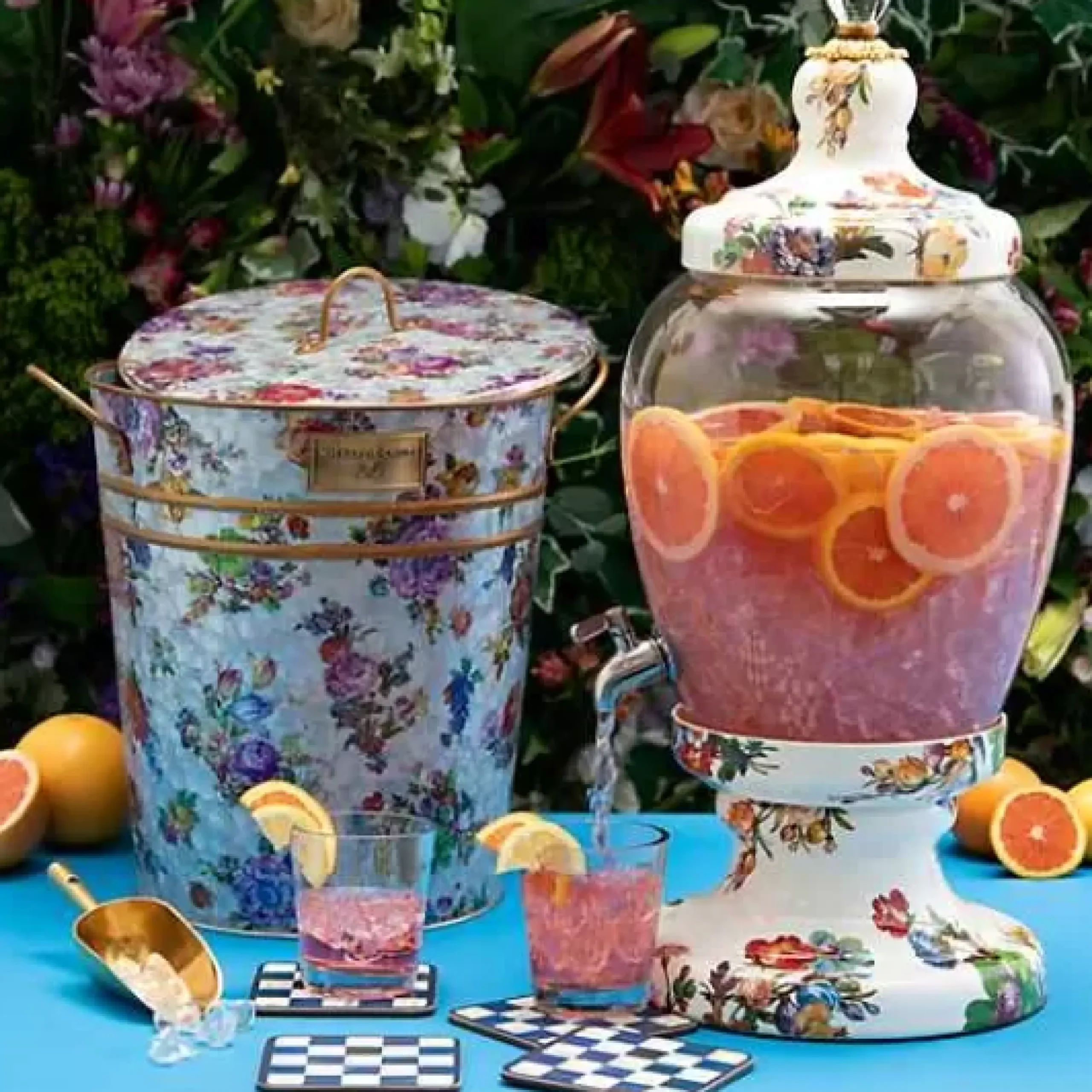 MacKenzie-Childs White Flower Market Beverage Hostess< Drinkware|Bar Entertaining