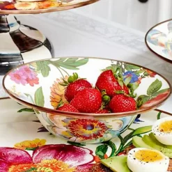 MacKenzie-Childs White Flower Market Breakfast Bowl< Dinnerware & Flatware
