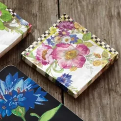 MacKenzie-Childs White Flower Market Cocktail Paper Napkins< Bar Entertaining