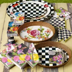 MacKenzie-Childs White Flower Market Cocktail Paper Napkins< Bar Entertaining