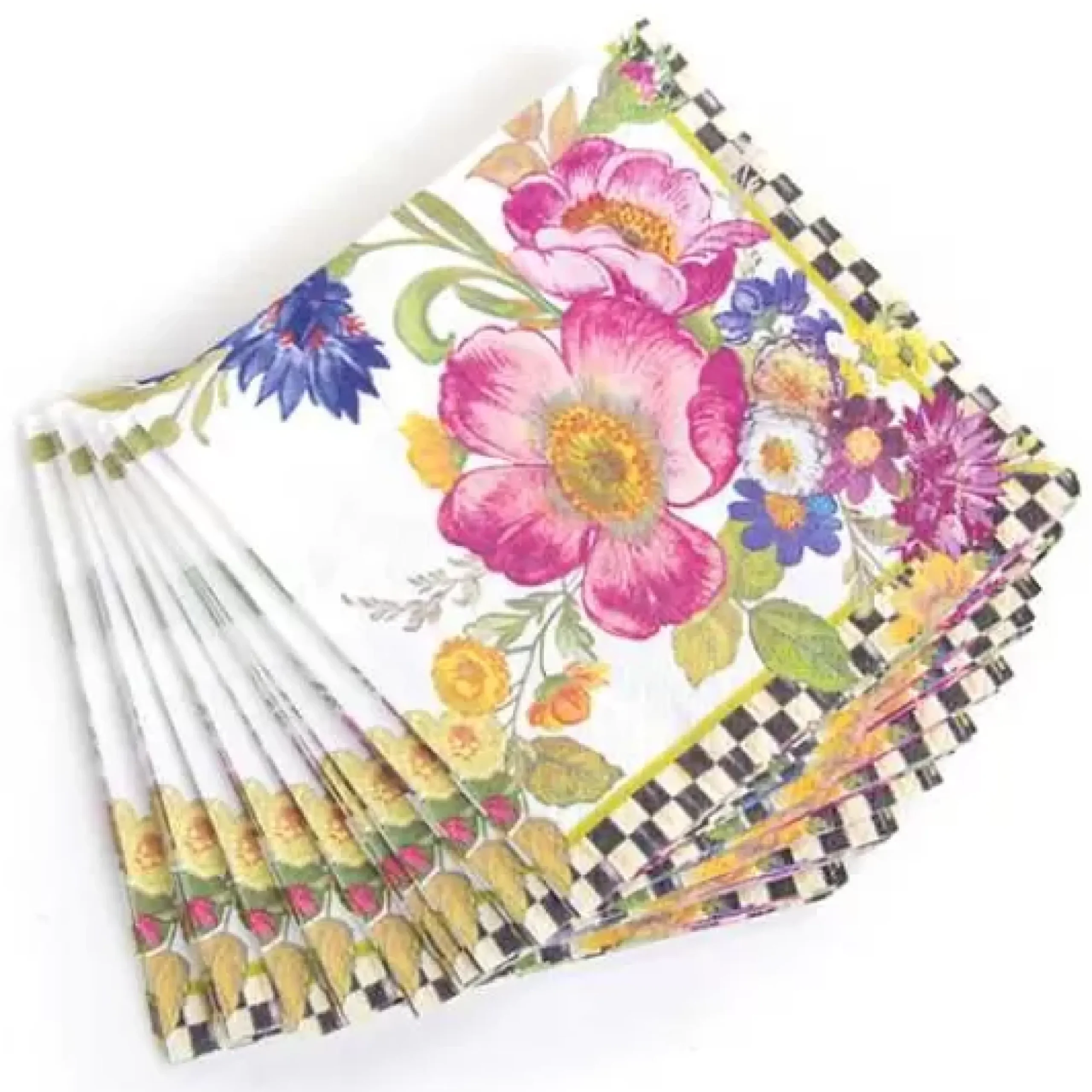 MacKenzie-Childs White Flower Market Cocktail Paper Napkins< Bar Entertaining