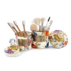 MacKenzie-Childs White Flower Market Demi Canister< Room Accents|Kitchen Storage & Organization