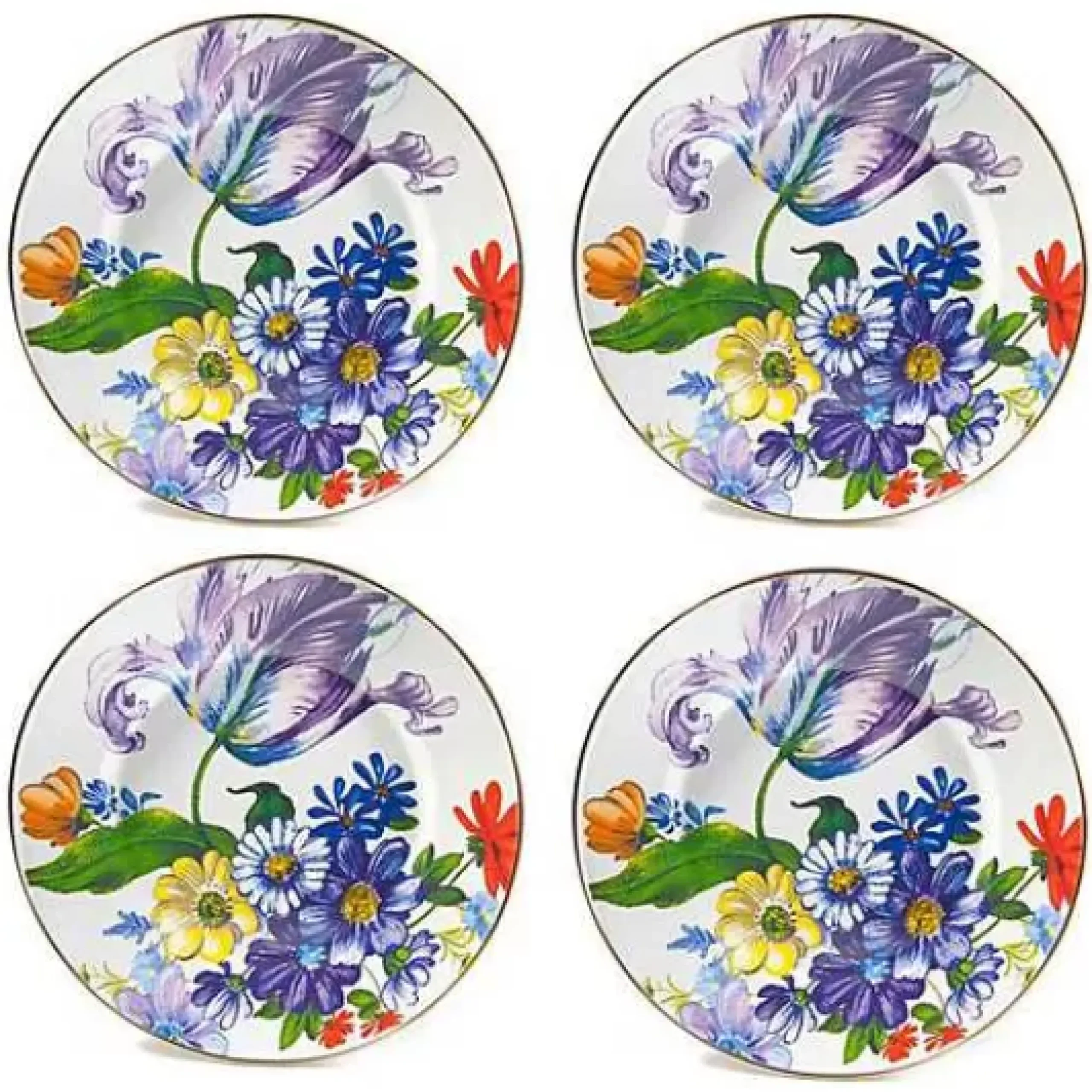 MacKenzie-Childs White Flower Market Dinner Plates, Set of 4< Kitchen & Dining Sets|Dinnerware & Flatware