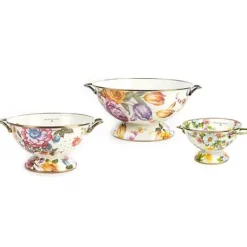 MacKenzie-Childs White Flower Market Everything Bowl  Colanders Set< Kitchen & Dining Sets|Kitchen Utensils & Tools