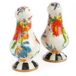 MacKenzie-Childs White Flower Market Large Salt Pepper Shakers< Table Accessories|Serveware