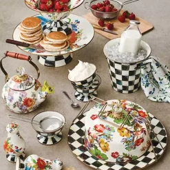 MacKenzie-Childs White Flower Market Large Compote< Serveware