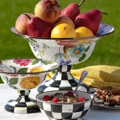MacKenzie-Childs White Flower Market Large Compote< Serveware