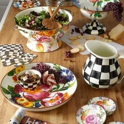 MacKenzie-Childs White Flower Market Large Compote< Serveware