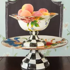 MacKenzie-Childs White Flower Market Large Pedestal Platter< Serveware