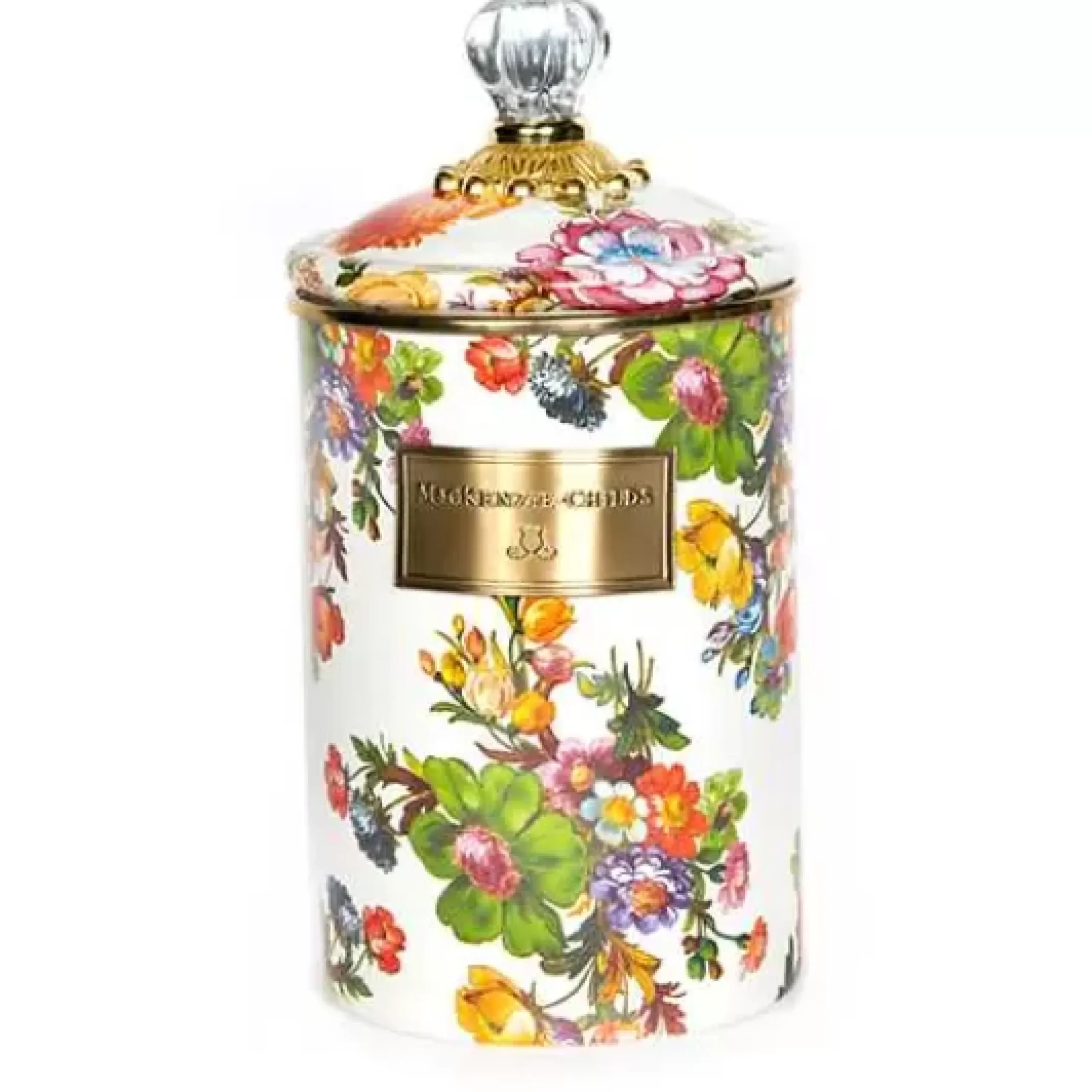 MacKenzie-Childs White Flower Market Large Canister< Room Accents|Kitchen Storage & Organization