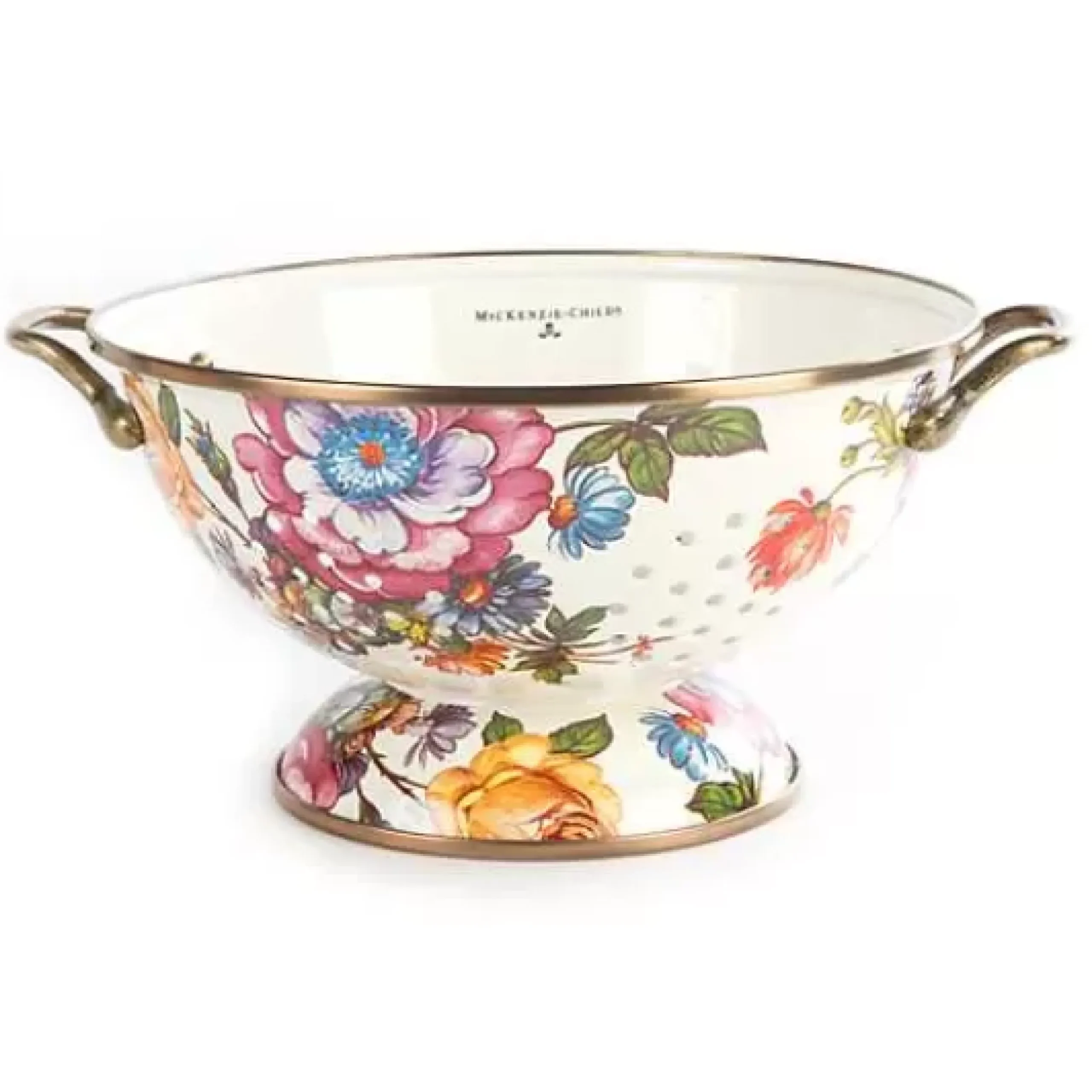 MacKenzie-Childs White Flower Market Large Colander< Kitchen Utensils & Tools