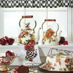 MacKenzie-Childs White Flower Market Large Colander< Kitchen Utensils & Tools
