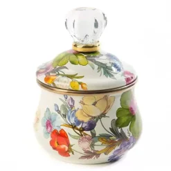 MacKenzie-Childs White Flower Market Lidded Sugar Bowl< The Coffee Shop|Serveware