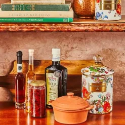 MacKenzie-Childs White Flower Market Medium Canister< Room Accents|Kitchen Storage & Organization