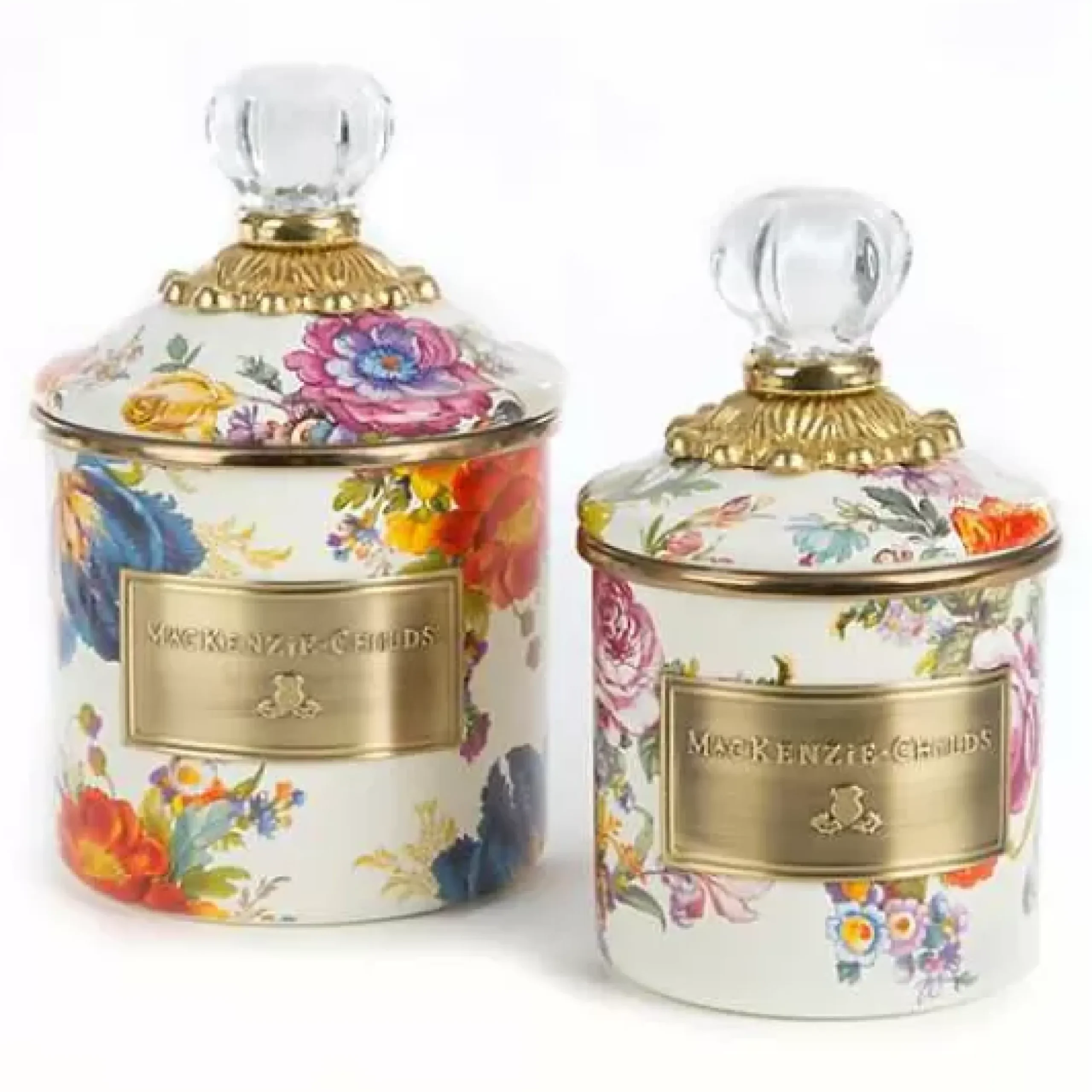 MacKenzie-Childs White Flower Market Mini Canister< Room Accents|Kitchen Storage & Organization
