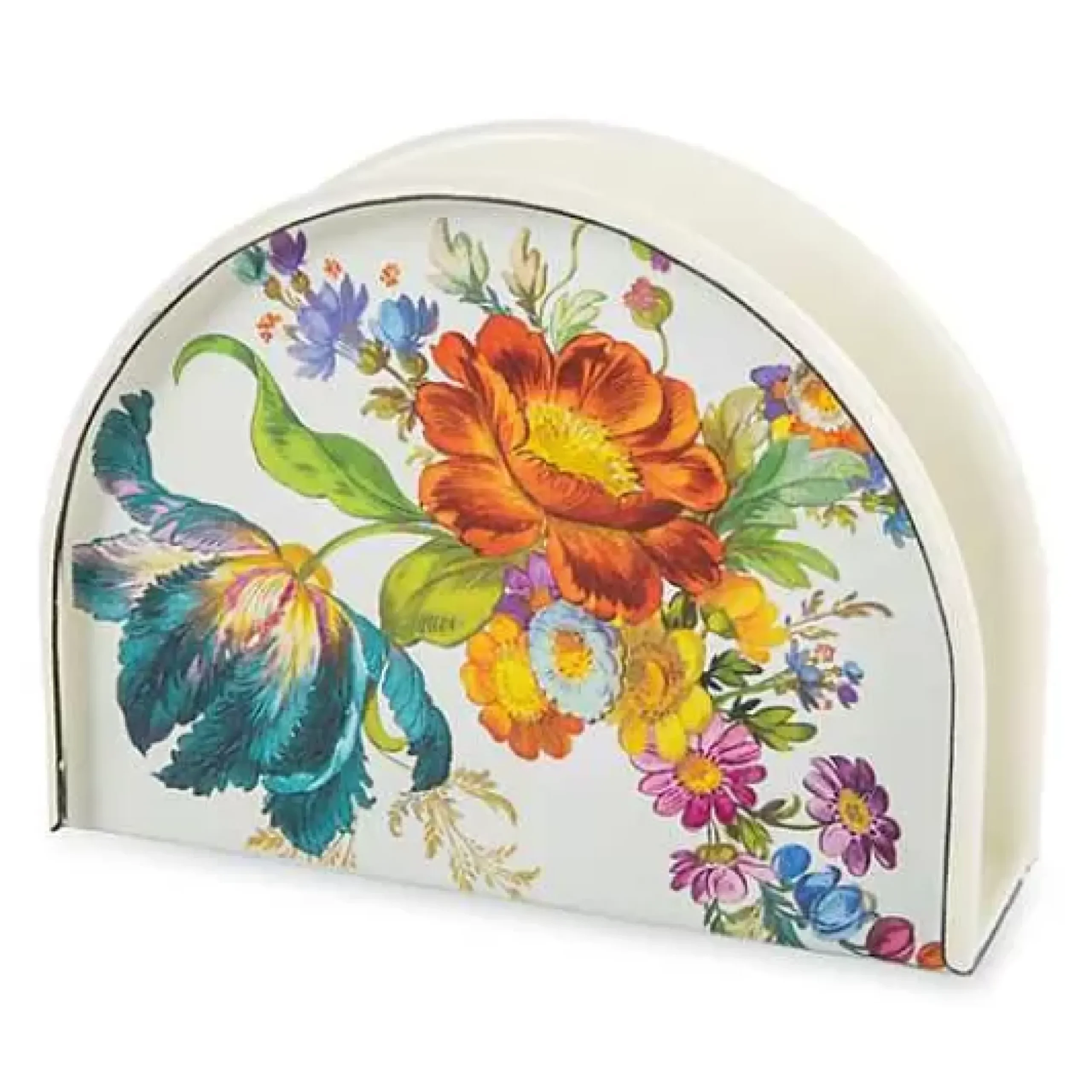 MacKenzie-Childs White Flower Market Napkin Holder< Serveware