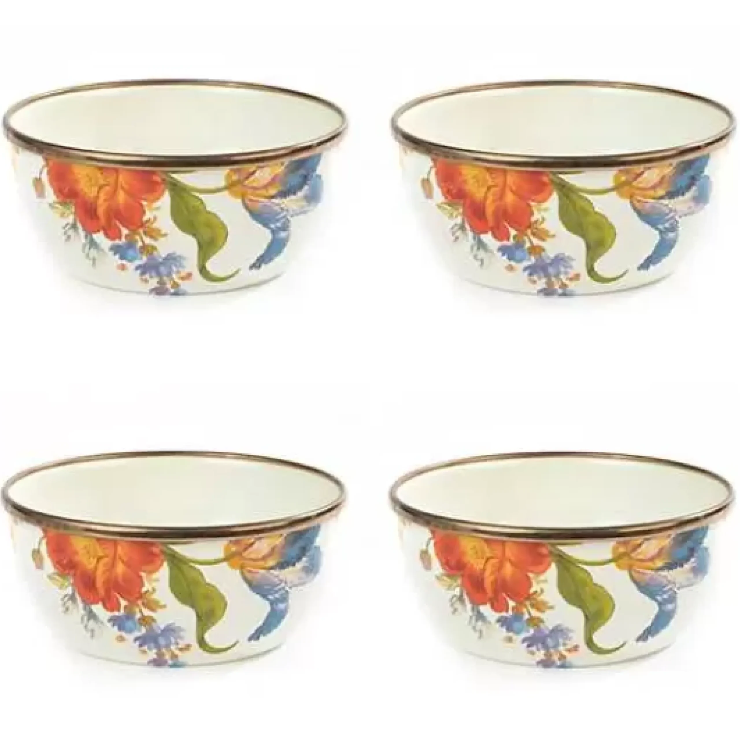 MacKenzie-Childs White Flower Market Pinch Bowls, Set of 4< Kitchen & Dining Sets|Bar Entertaining