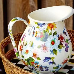 MacKenzie-Childs White Flower Market Pitcher< Serveware|Bar Entertaining