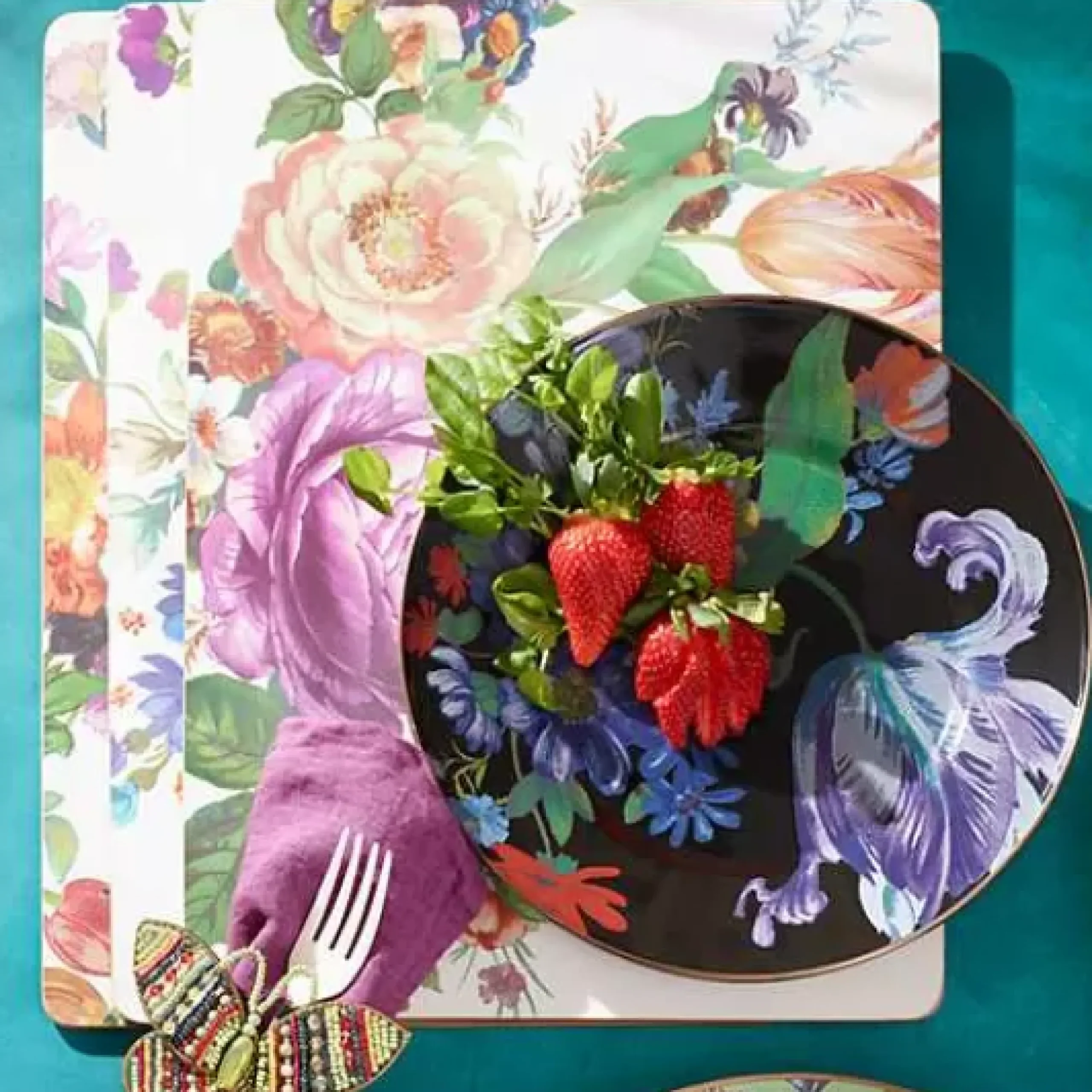 MacKenzie-Childs White Flower Market Placemats, Set of 4< Table Accessories|Kitchen & Table Linens