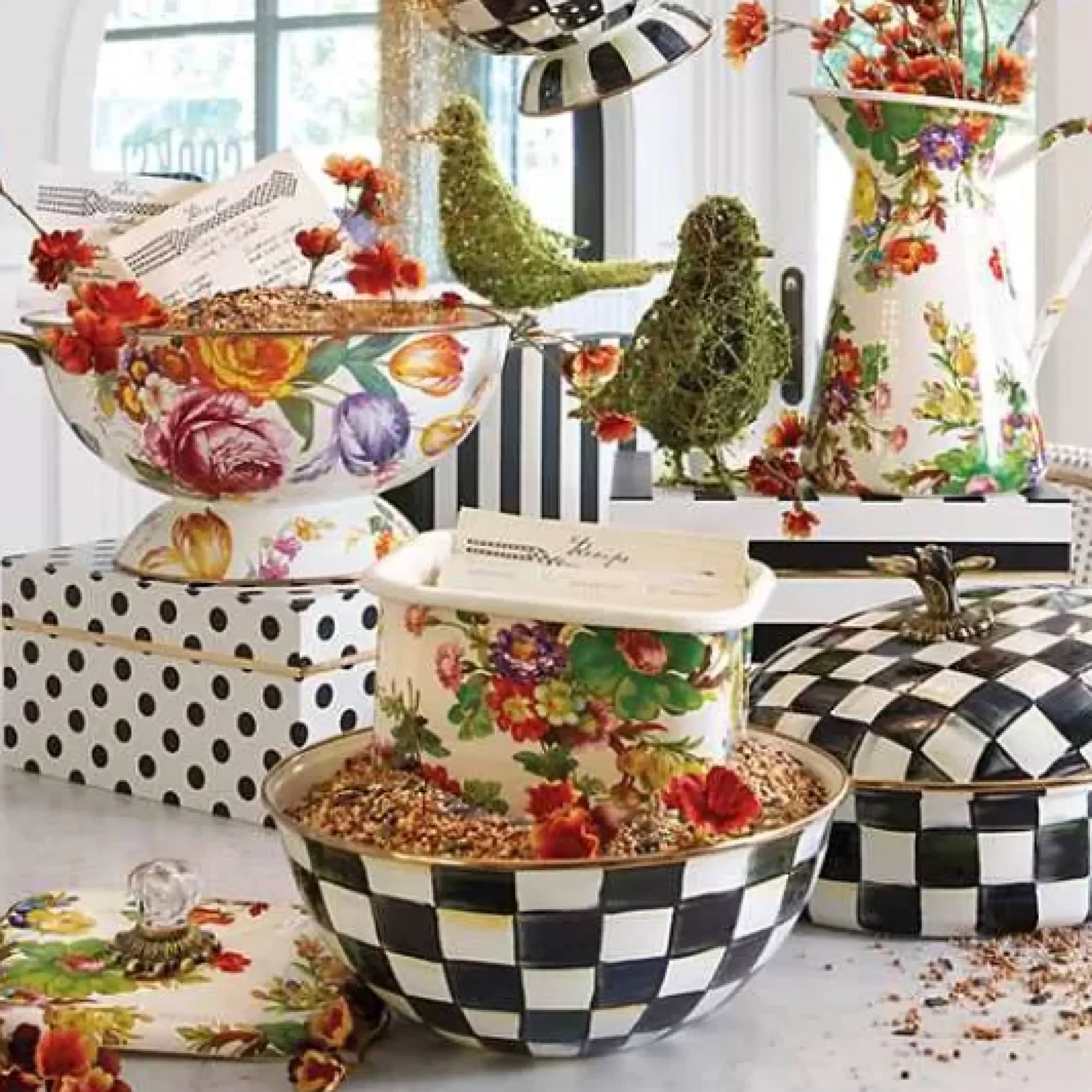 MacKenzie-Childs White Flower Market Recipe Box< Kitchen Storage & Organization