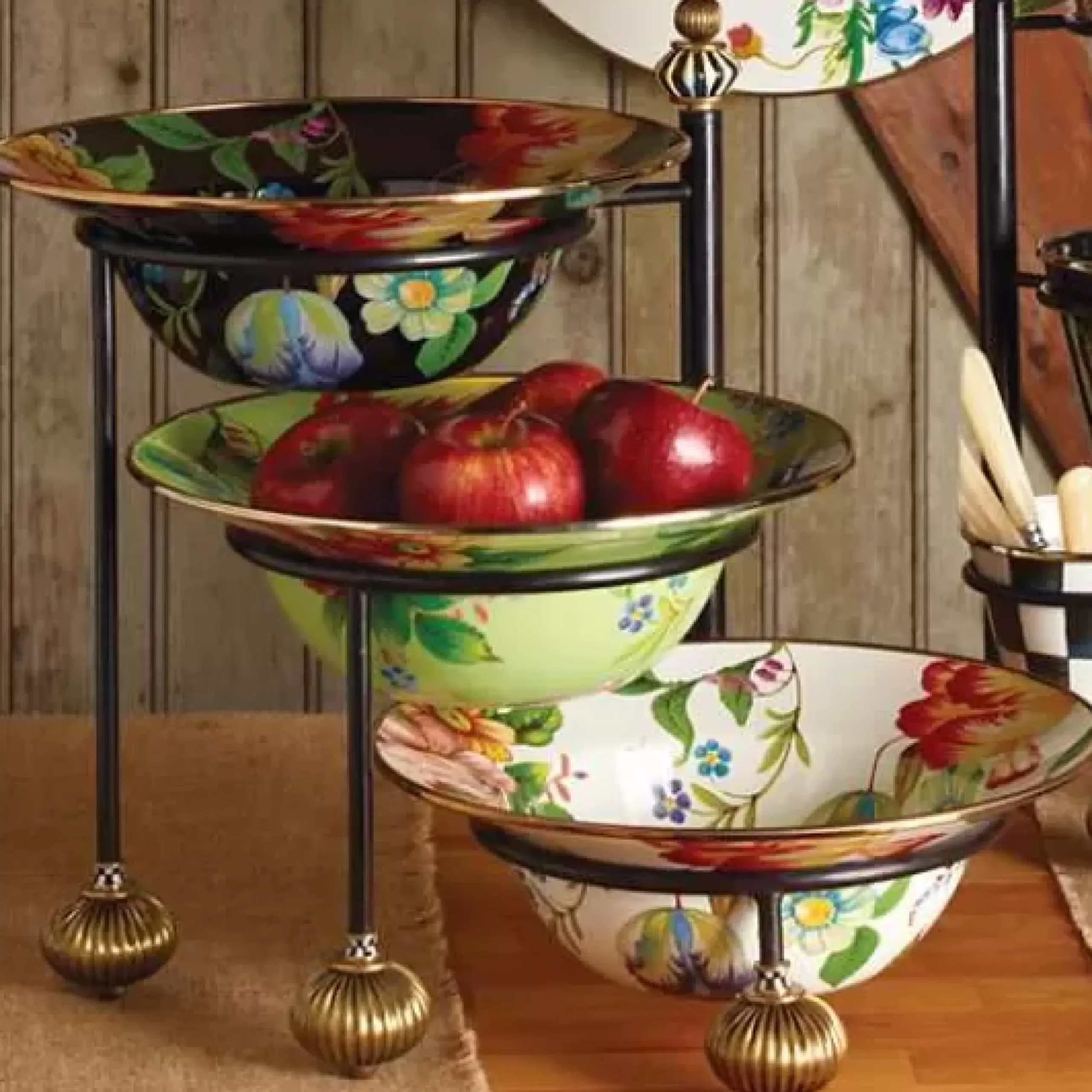 MacKenzie-Childs White Flower Market Serving Bowl< Serveware