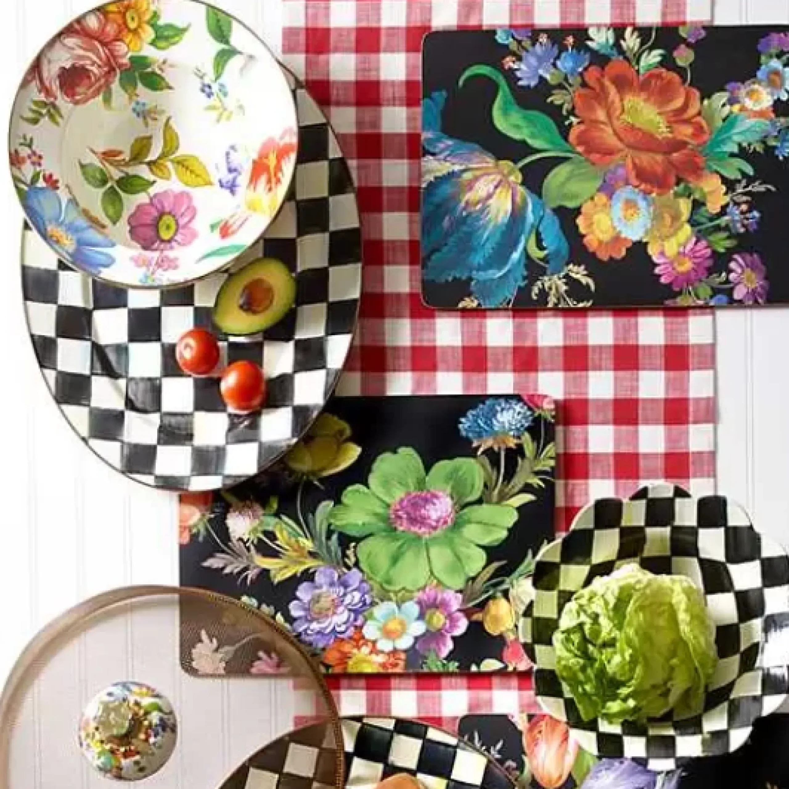 MacKenzie-Childs White Flower Market Serving Bowl< Serveware