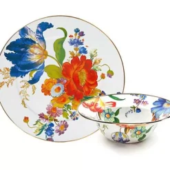 MacKenzie-Childs White Flower Market Serving Platter  Bowl Set< Kitchen & Dining Sets|Serveware