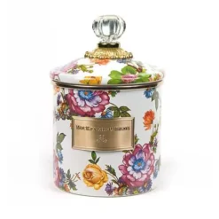 MacKenzie-Childs White Flower Market Small Canister< Room Accents|Kitchen Storage & Organization