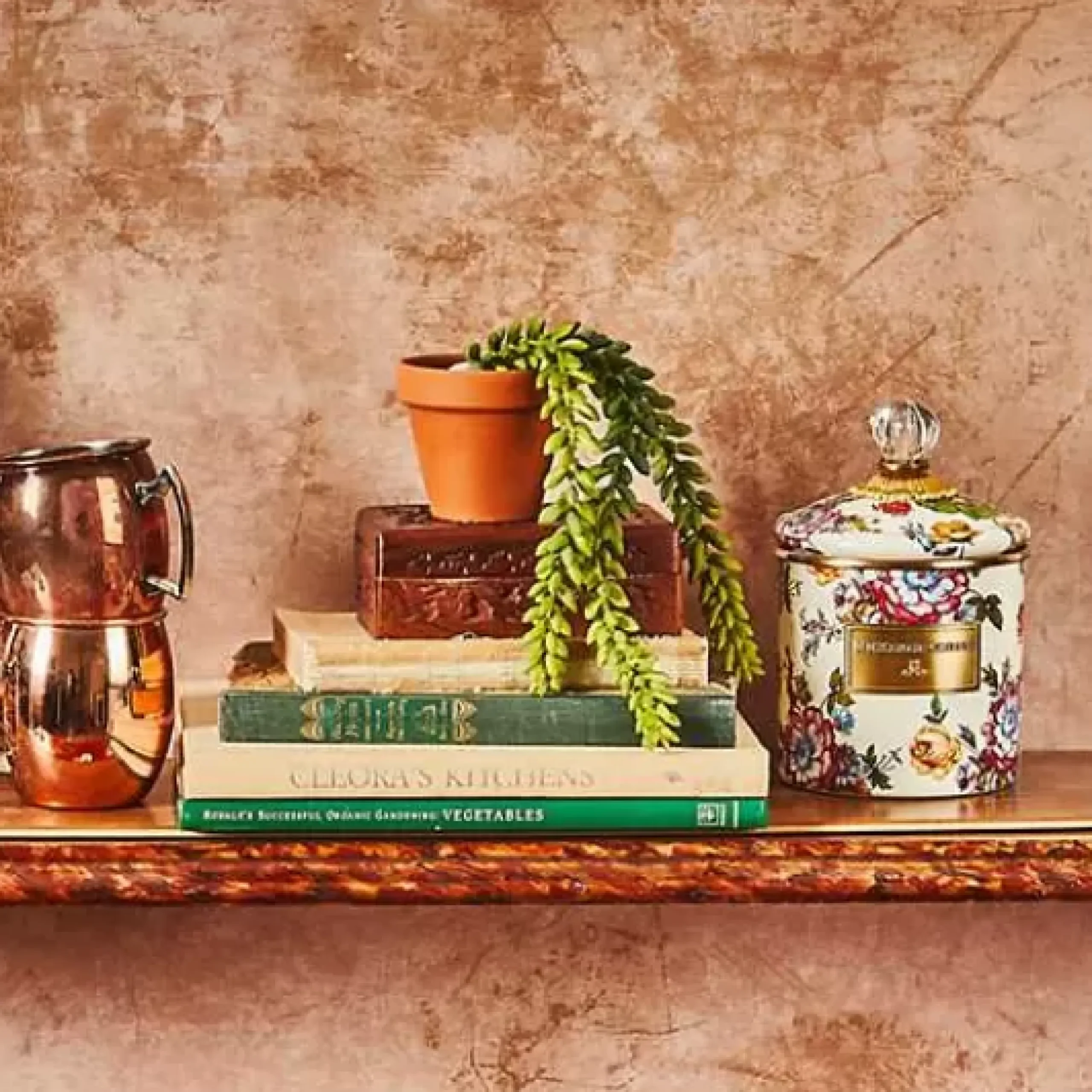 MacKenzie-Childs White Flower Market Small Canister< Room Accents|Kitchen Storage & Organization