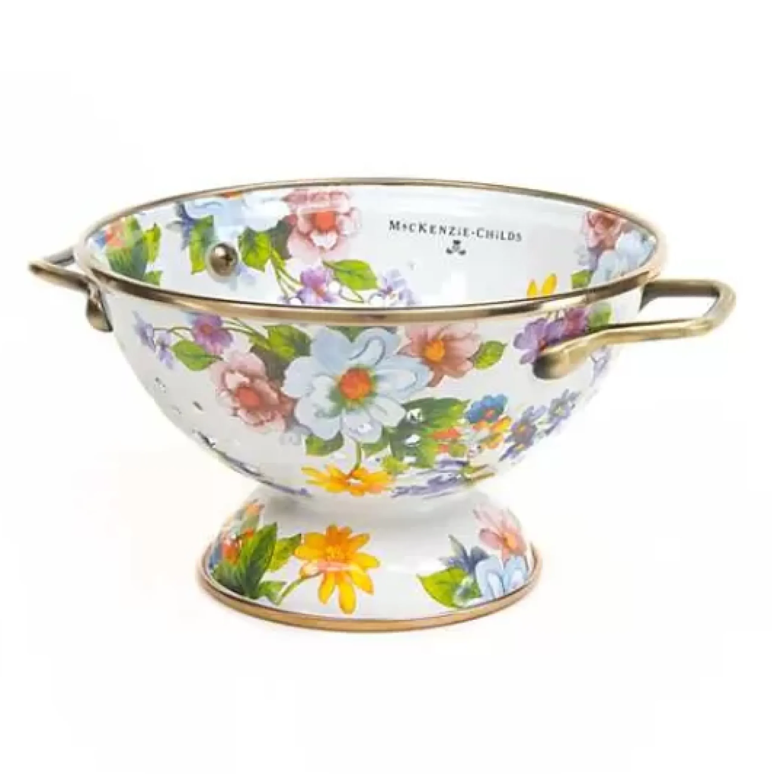 MacKenzie-Childs White Flower Market Small Colander< Kitchen Utensils & Tools