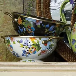 MacKenzie-Childs White Flower Market Small Colander< Kitchen Utensils & Tools