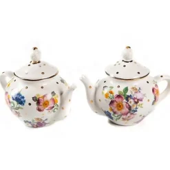 MacKenzie-Childs White Flower Market Teapot Salt Pepper Set< Table Accessories|Serveware