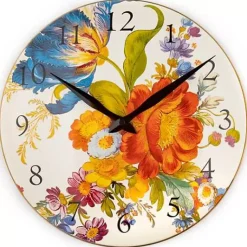 MacKenzie-Childs White Flower Market Wall Clock< Room Accents