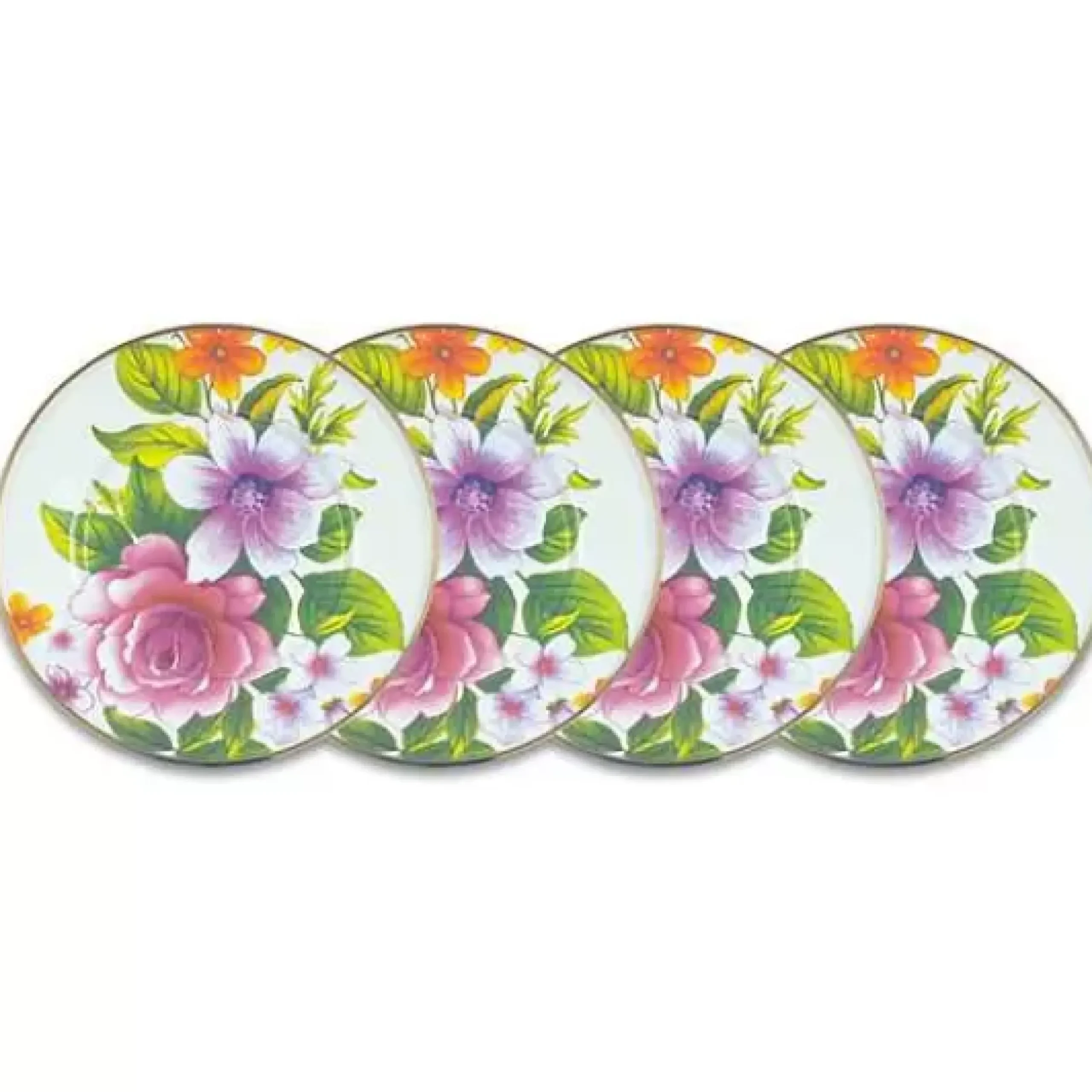 MacKenzie-Childs White Flower Market White Salad Plates, Set of 4< Kitchen & Dining Sets|Dinnerware & Flatware