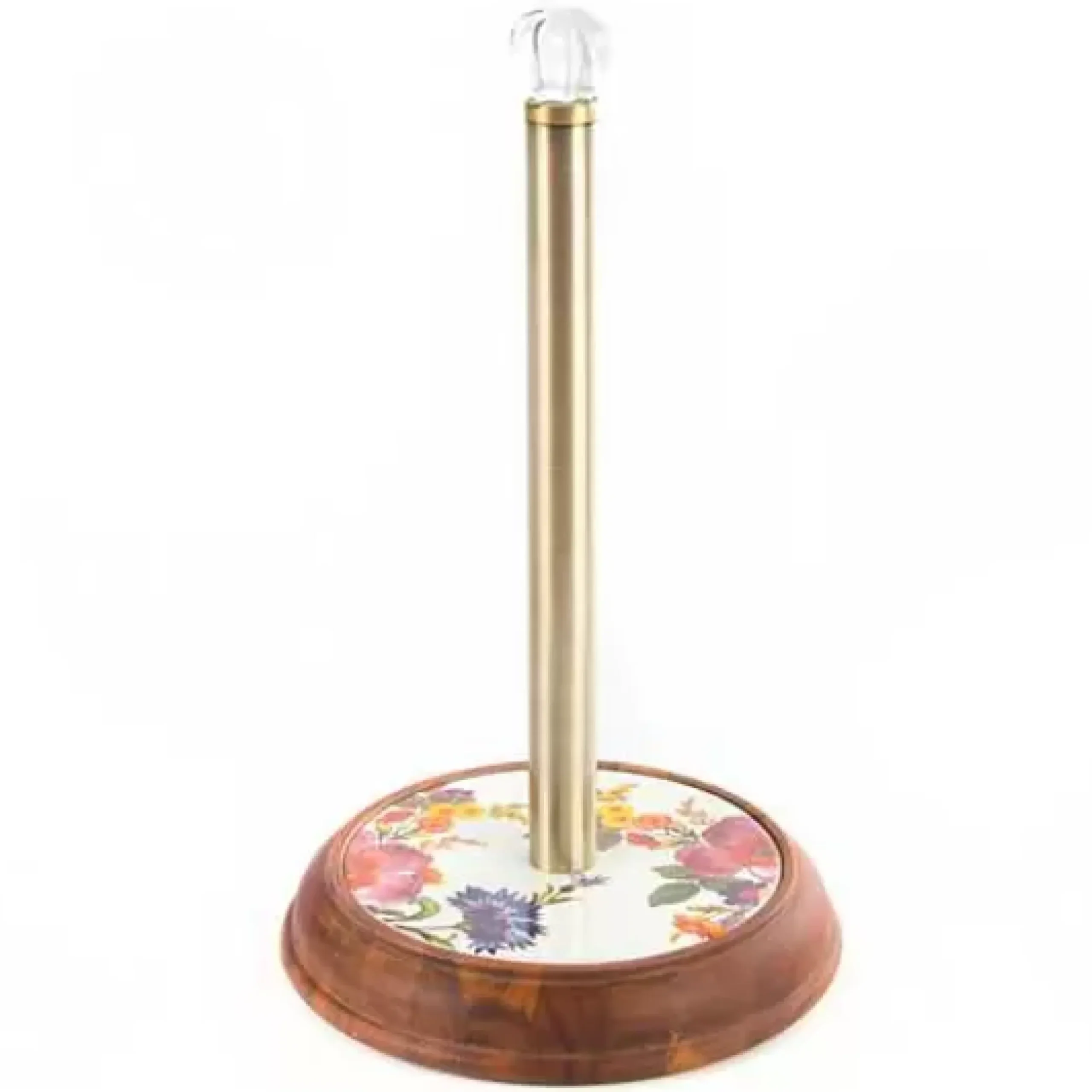 MacKenzie-Childs White Flower Market Wood Paper Towel Holder< Kitchen Storage & Organization