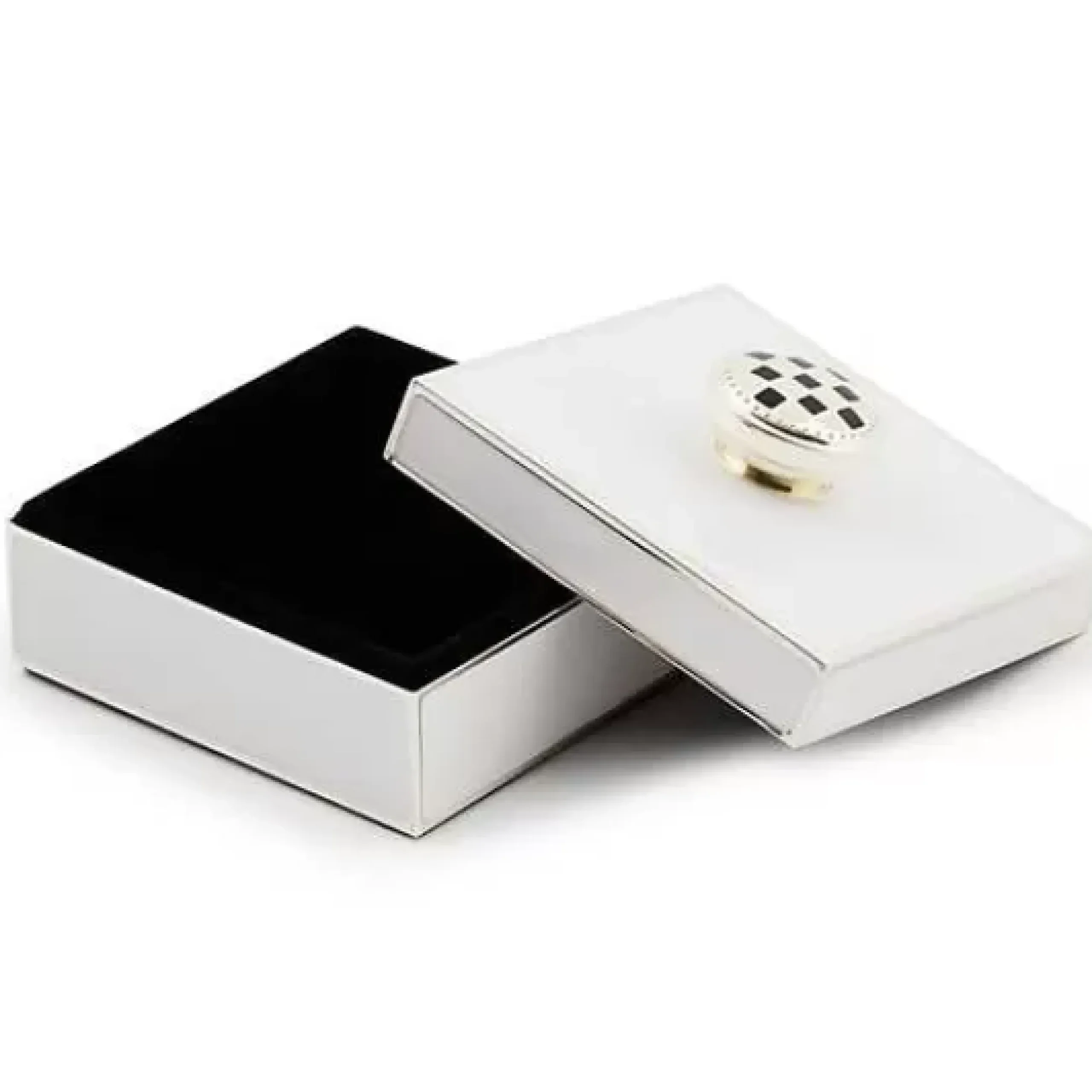 MacKenzie-Childs White Silver Plated Trinket Box with Check Knob< Room Accents