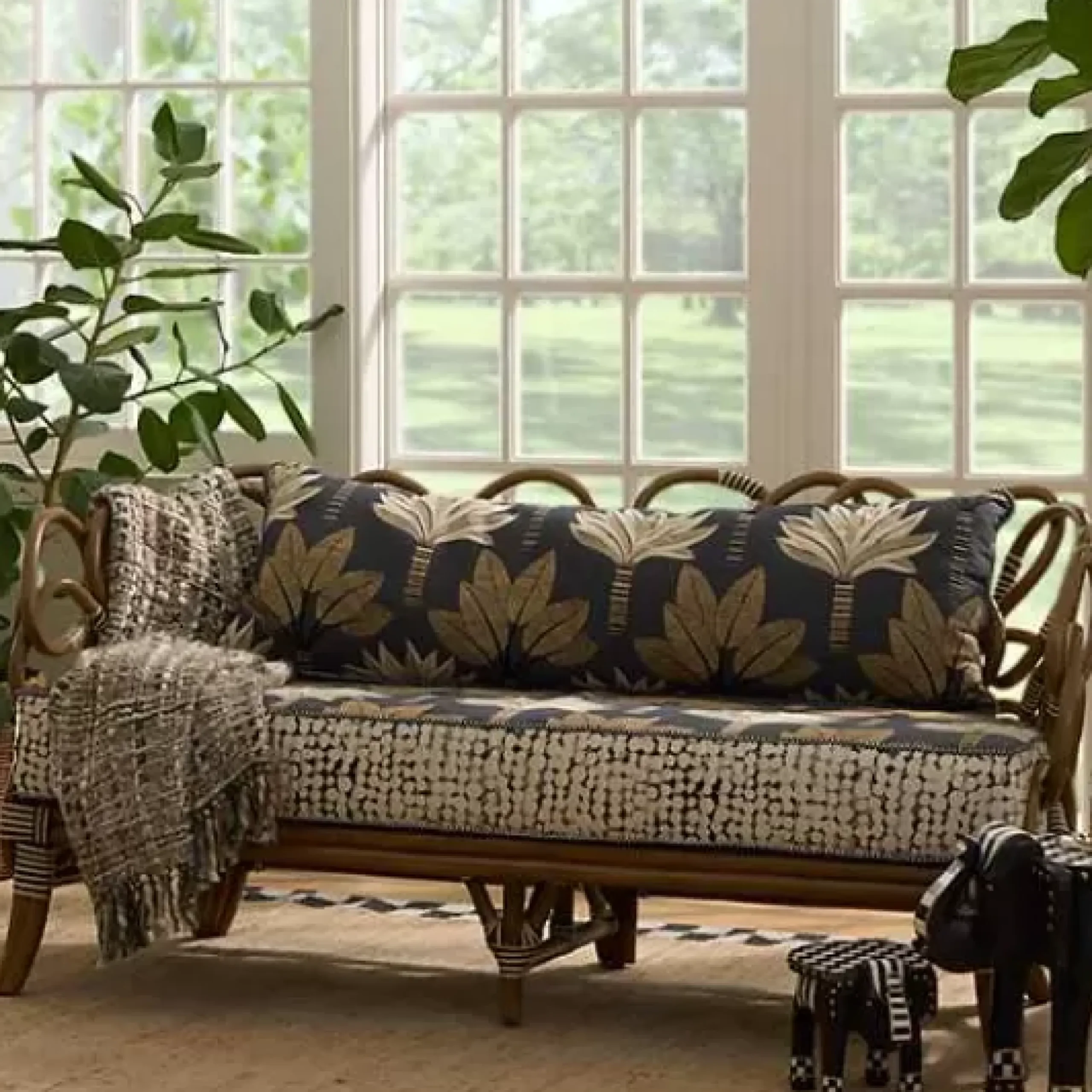 MacKenzie-Childs Wild Indoors Rattan Loveseat< Living Room
