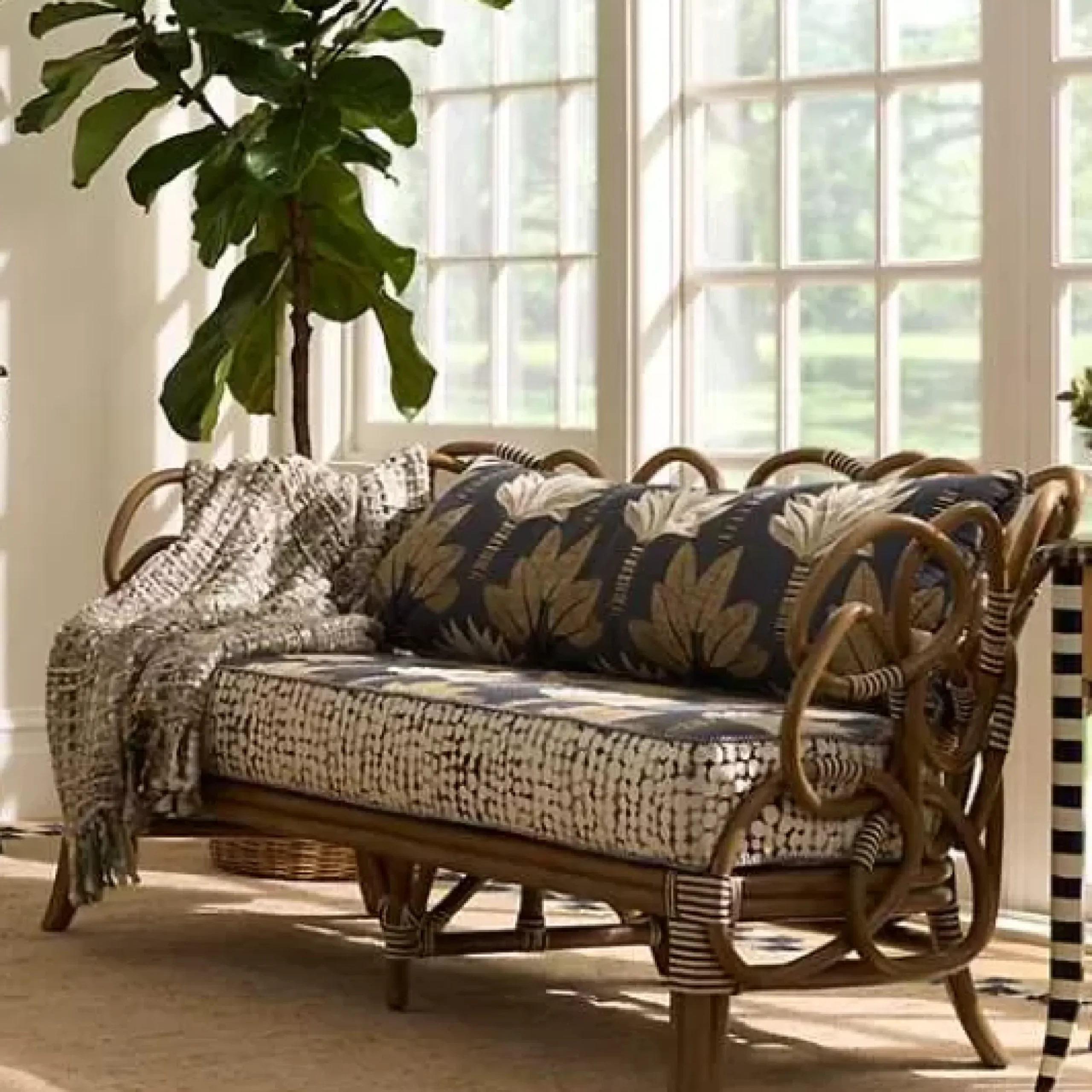 MacKenzie-Childs Wild Indoors Rattan Loveseat< Living Room