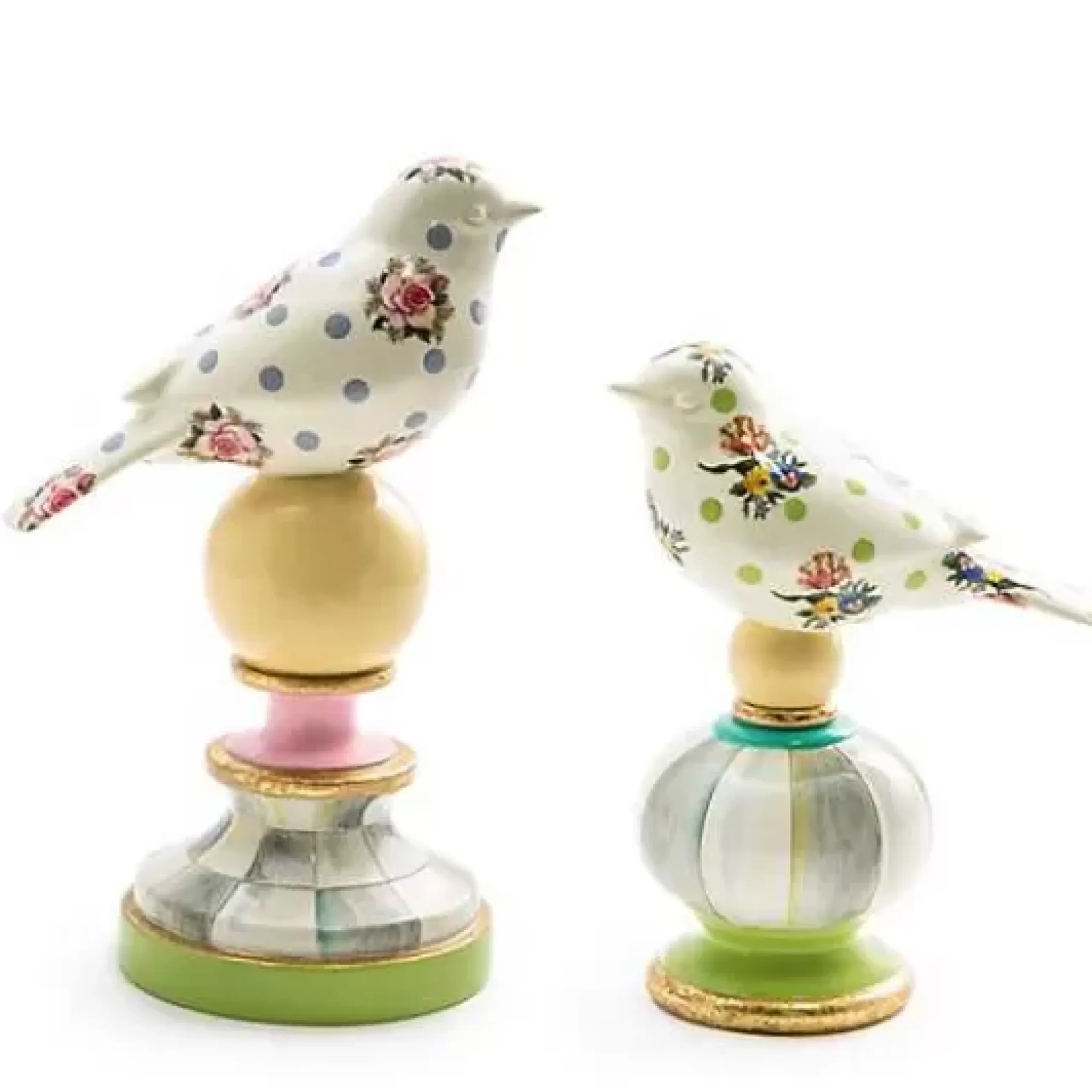 MacKenzie-Childs Wildflowers Bird Topiaries - Set of 2< Spring|Room Accents