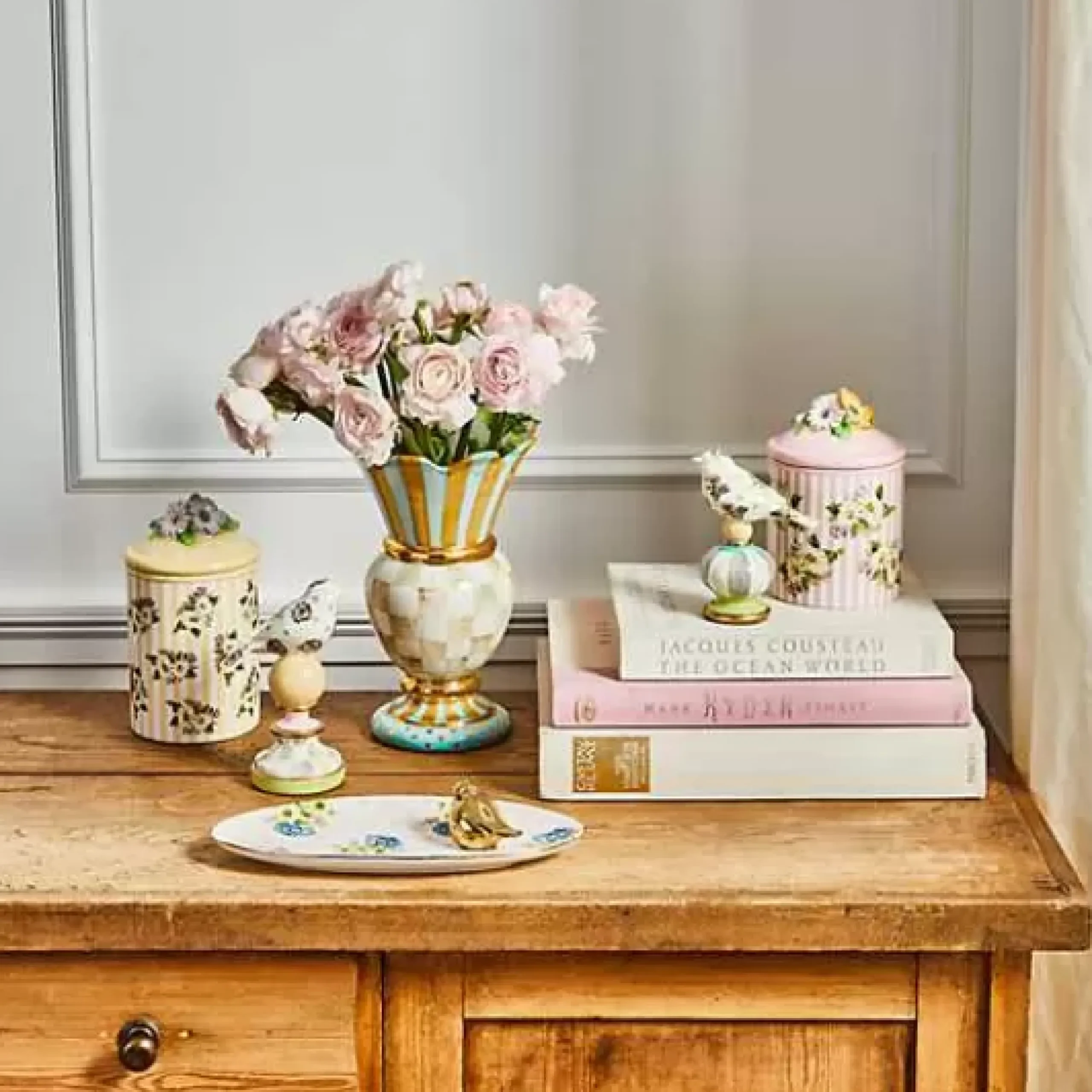 MacKenzie-Childs Wildflowers Bird Topiaries - Set of 2< Spring|Room Accents